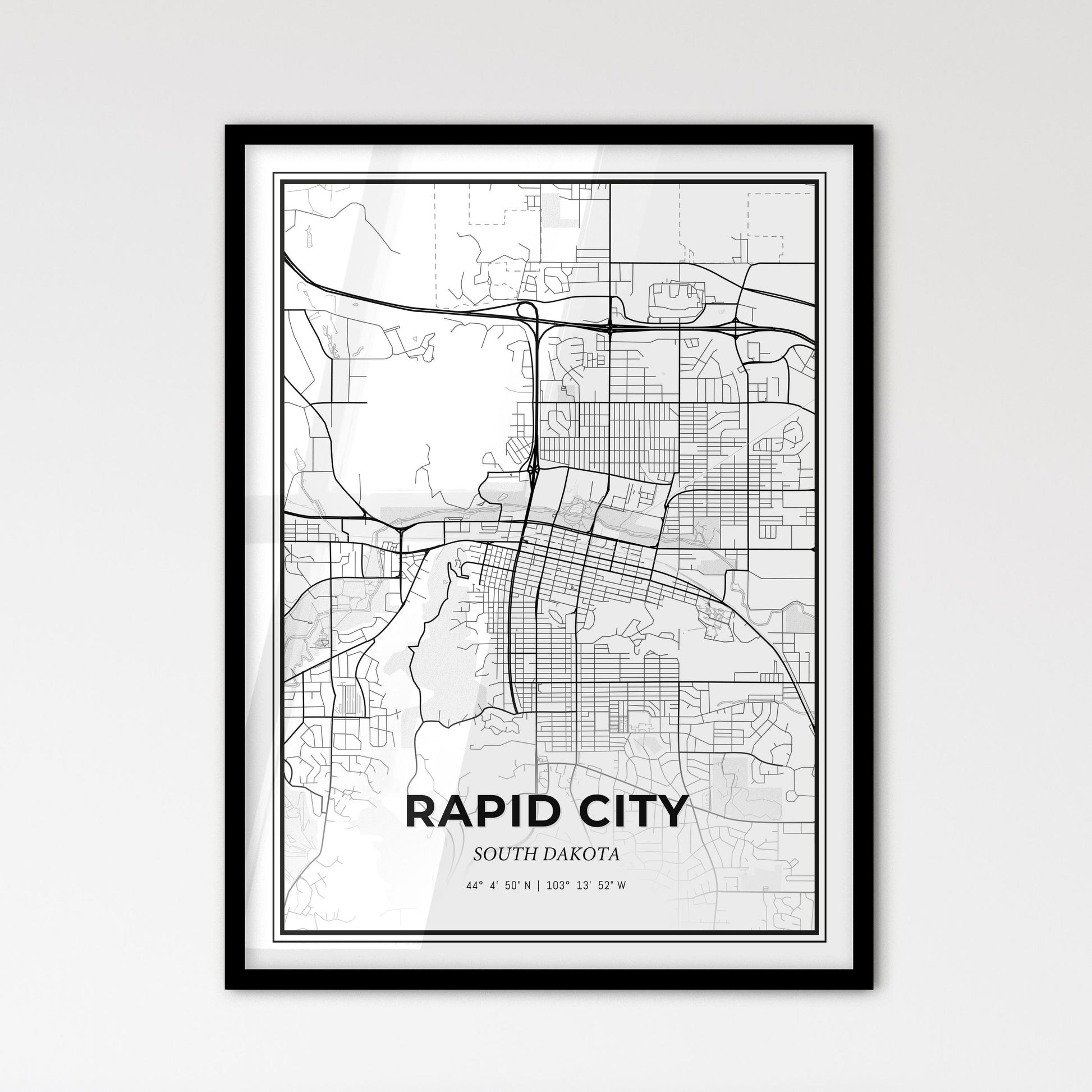 Rapid City South Dakota - Scandinavian Style City Map for Modern Home Decor