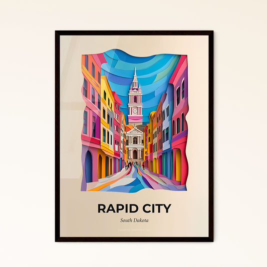 Vivid Rapid City, South Dakota - a paper cut of a city with a river