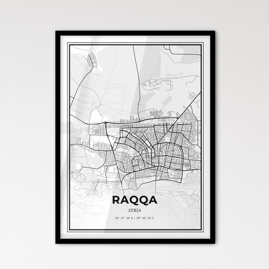 Raqqa Syria - Scandinavian Style City Map for Modern Home Decor