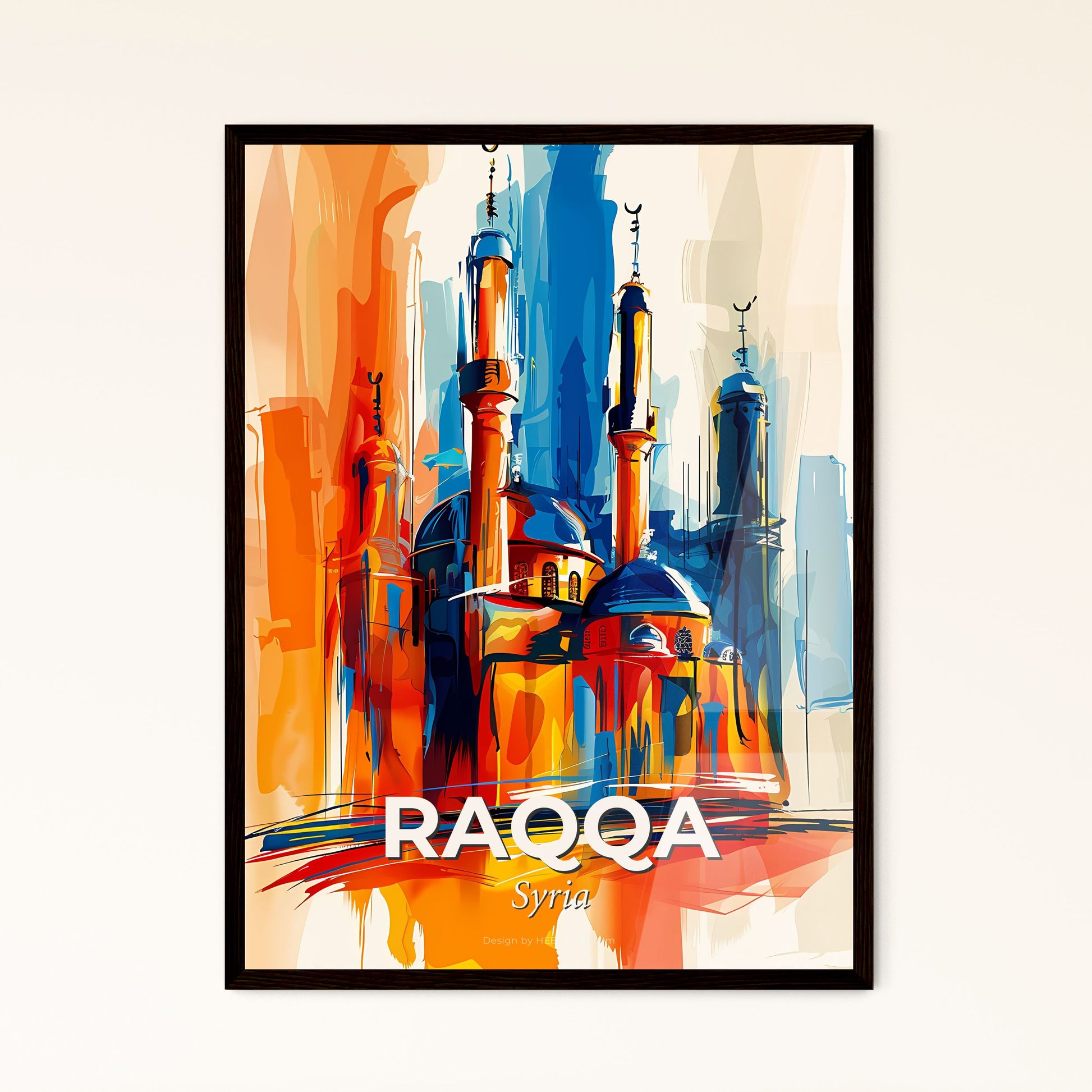 Vibrant Raqqa, Syria - A Painting Of A Building With Towers And Towers