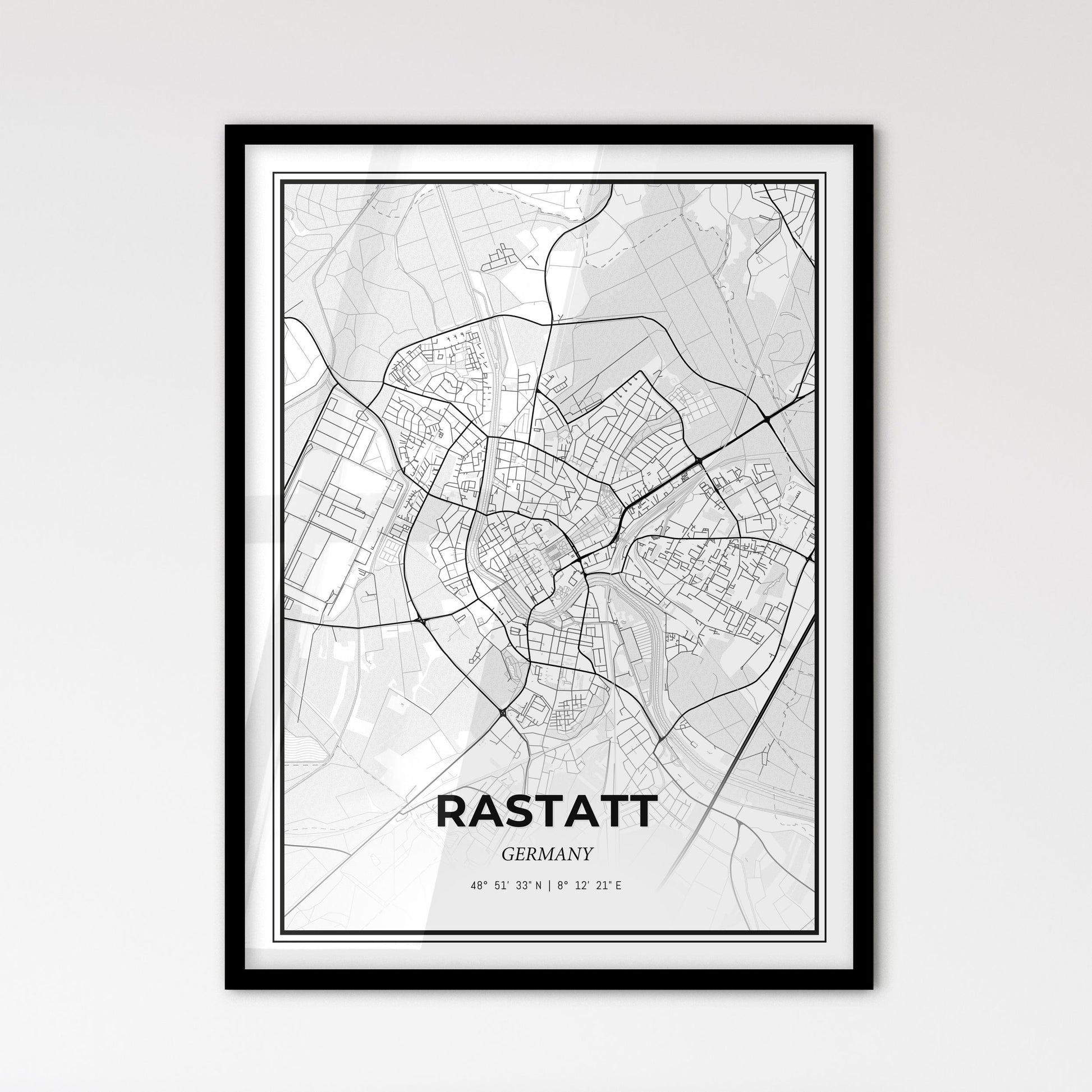 Rastatt Germany - Scandinavian Style City Map for Modern Home Decor