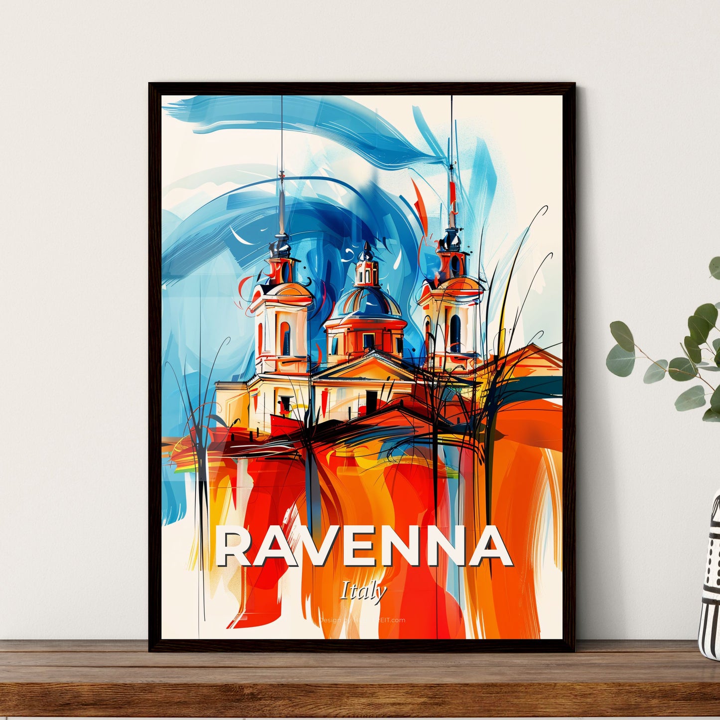 Vibrant Ravenna, Italy - A Painting Of A Building