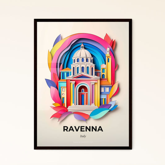 Vivid Ravenna, Italy - a colorful building with a dome and a rainbow colored leaf