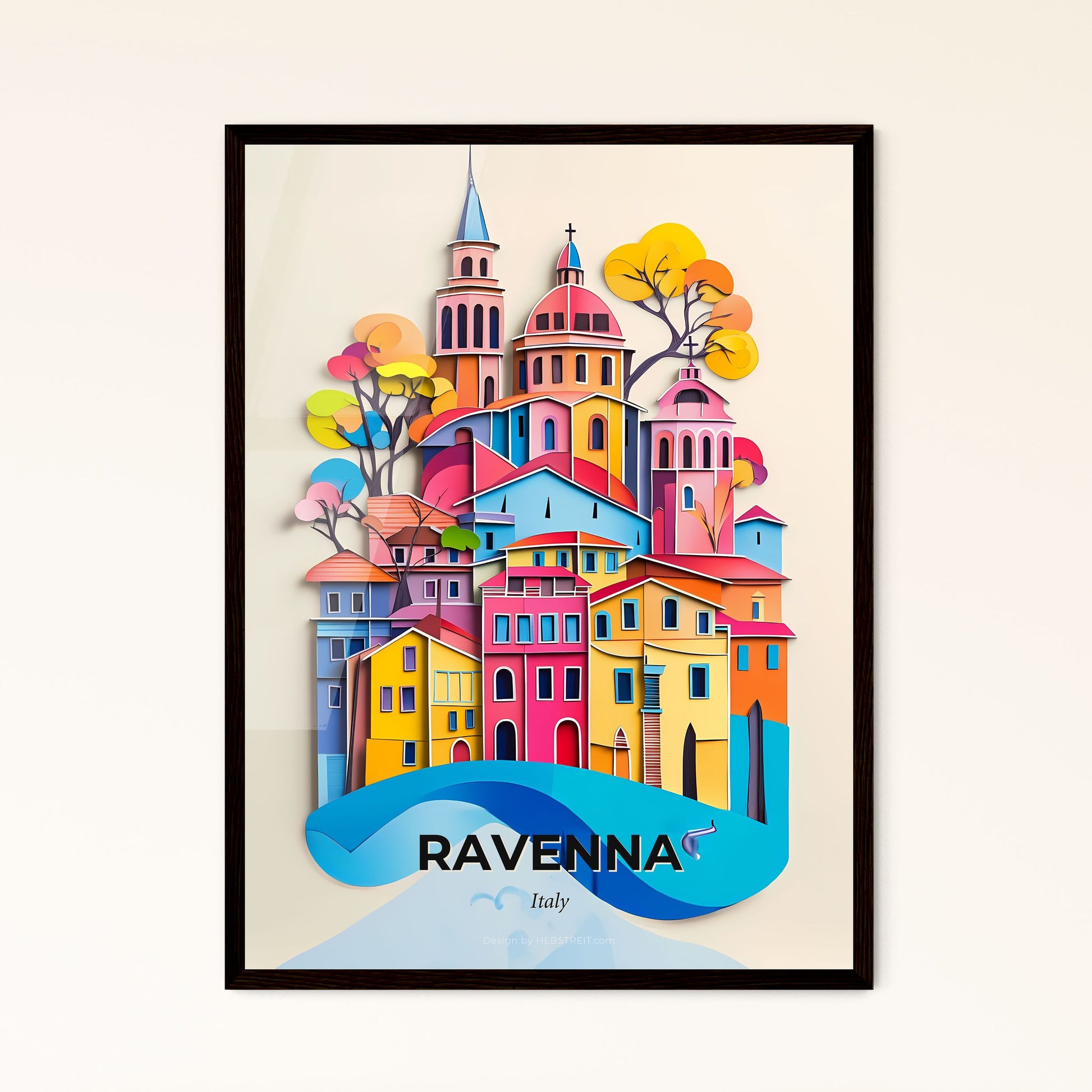 Vivid Ravenna, Italy - a colorful city with a tree and a wave