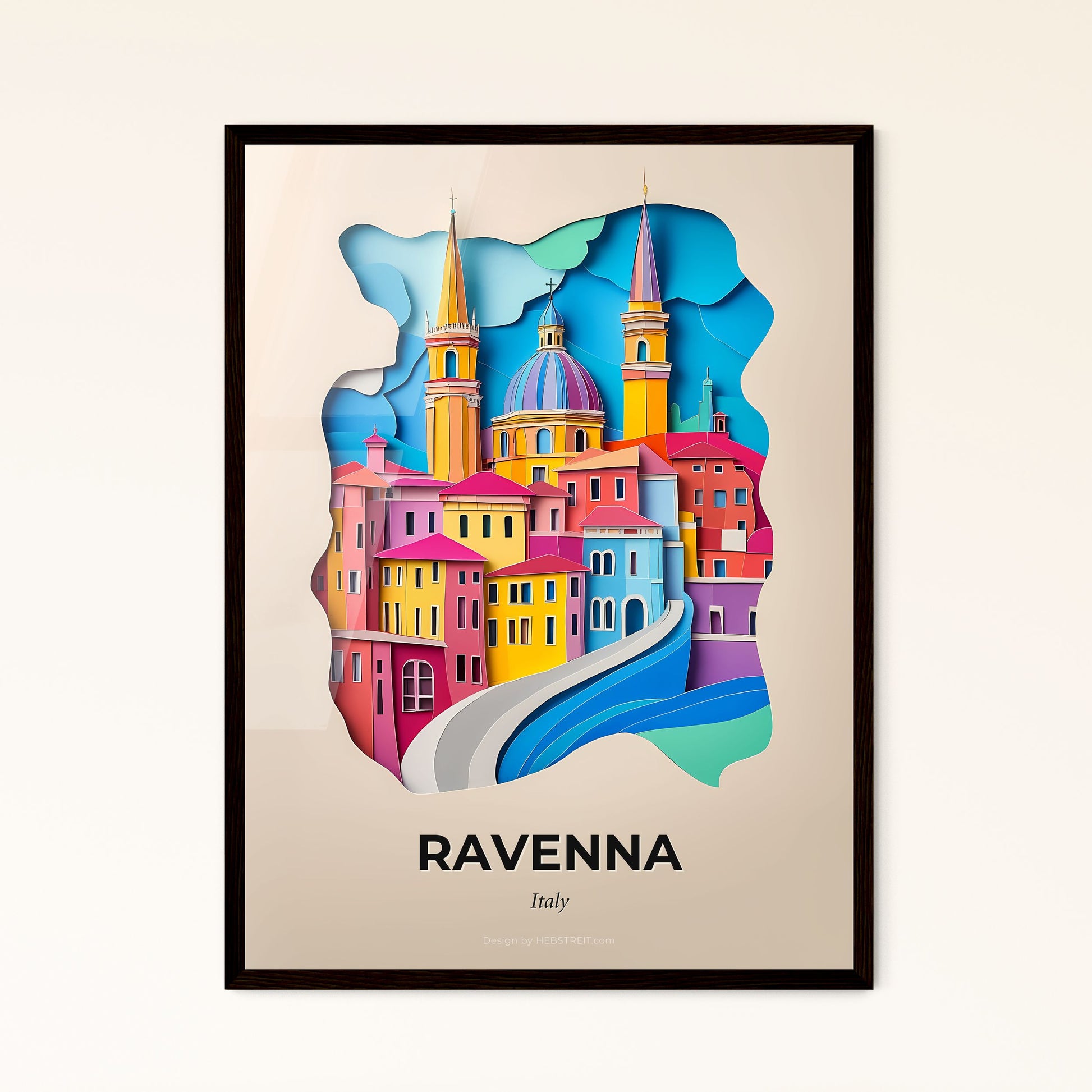 Vivid Ravenna, Italy - a colorful city with a bridge and a river