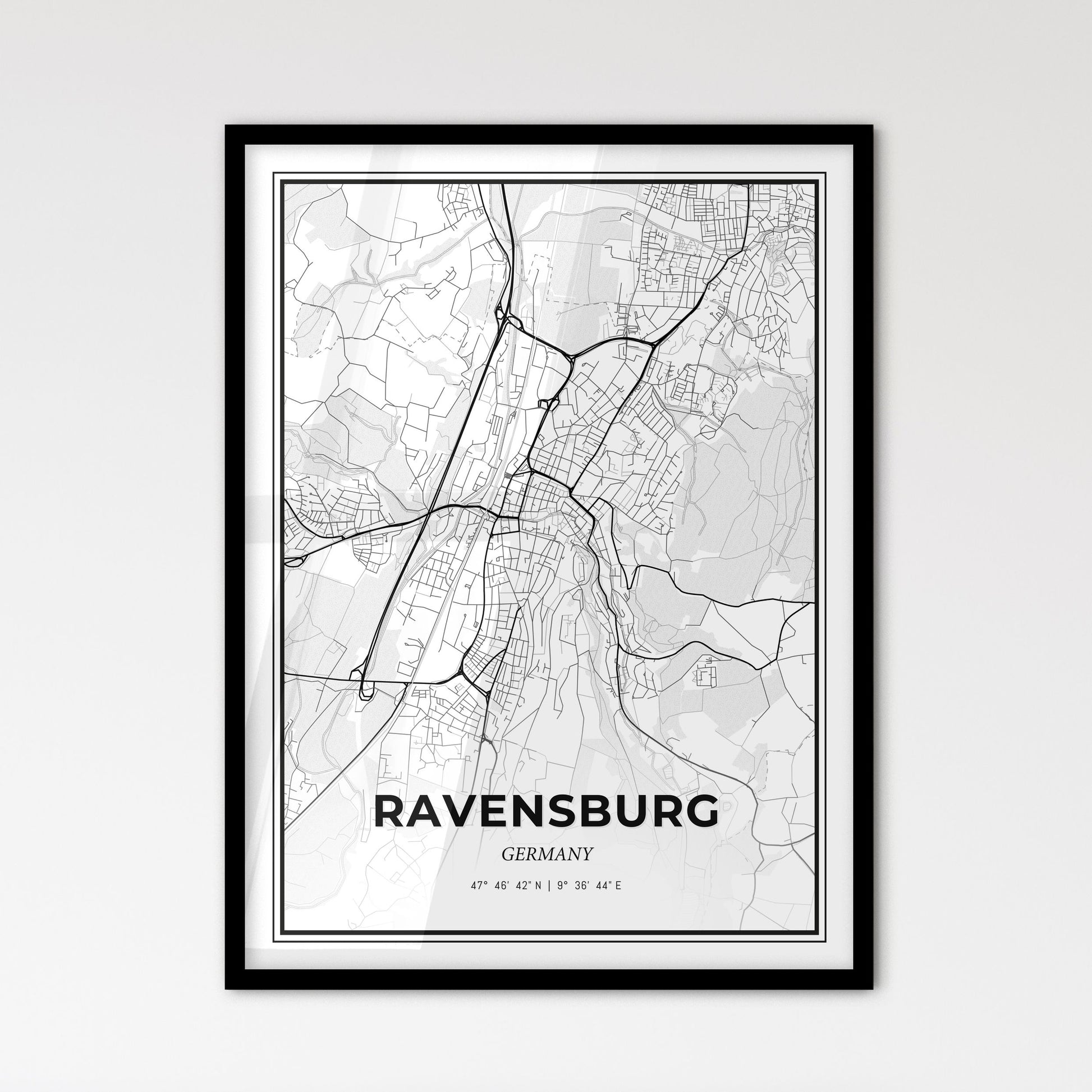 Ravensburg Germany - Scandinavian Style City Map for Modern Home Decor