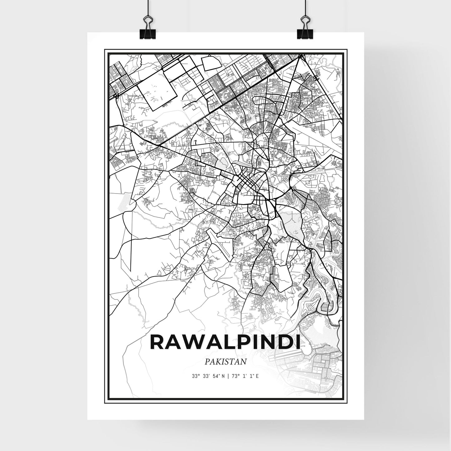 Rawalpindi Pakistan - Premium City Map Poster