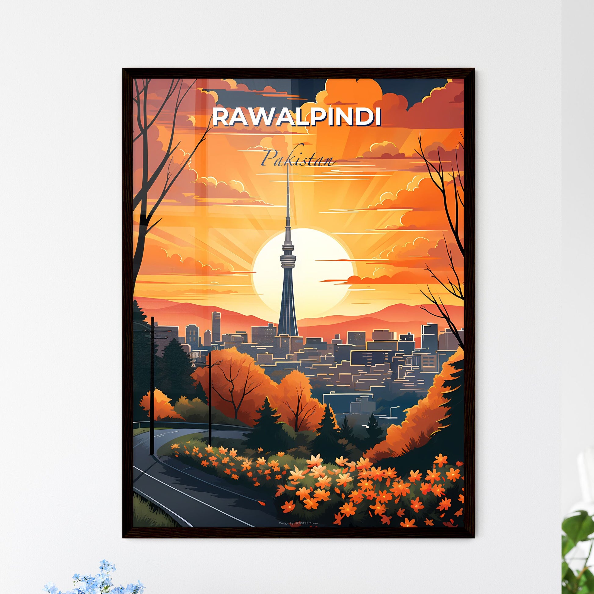 Vibrant Rawalpindi Pakistan City Skyline Sunset Painting Art Default Title