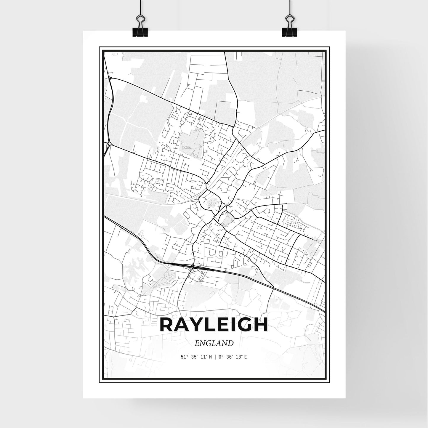 Rayleigh England - Premium City Map Poster