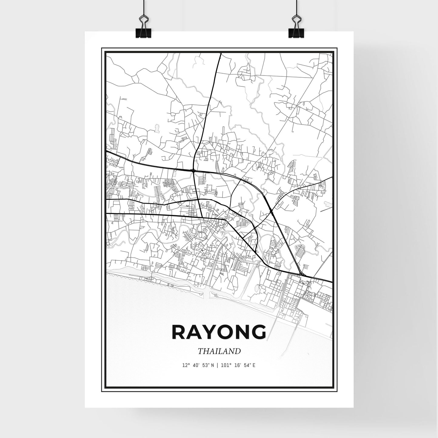 Rayong Thailand - Premium City Map Poster