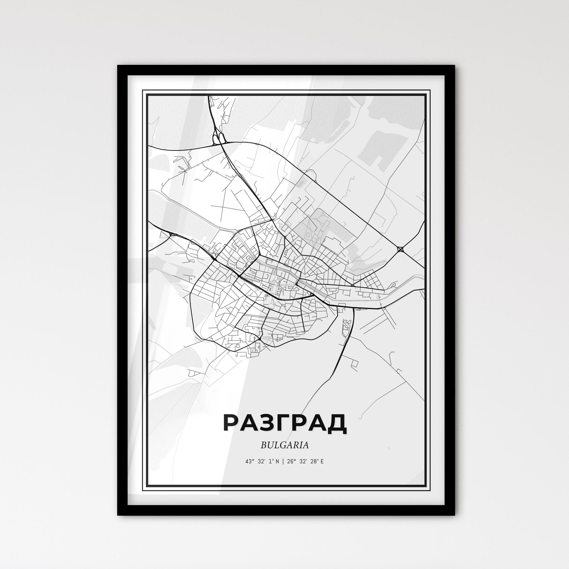 Razgrad Bulgaria - Scandinavian Style City Map for Modern Home Decor