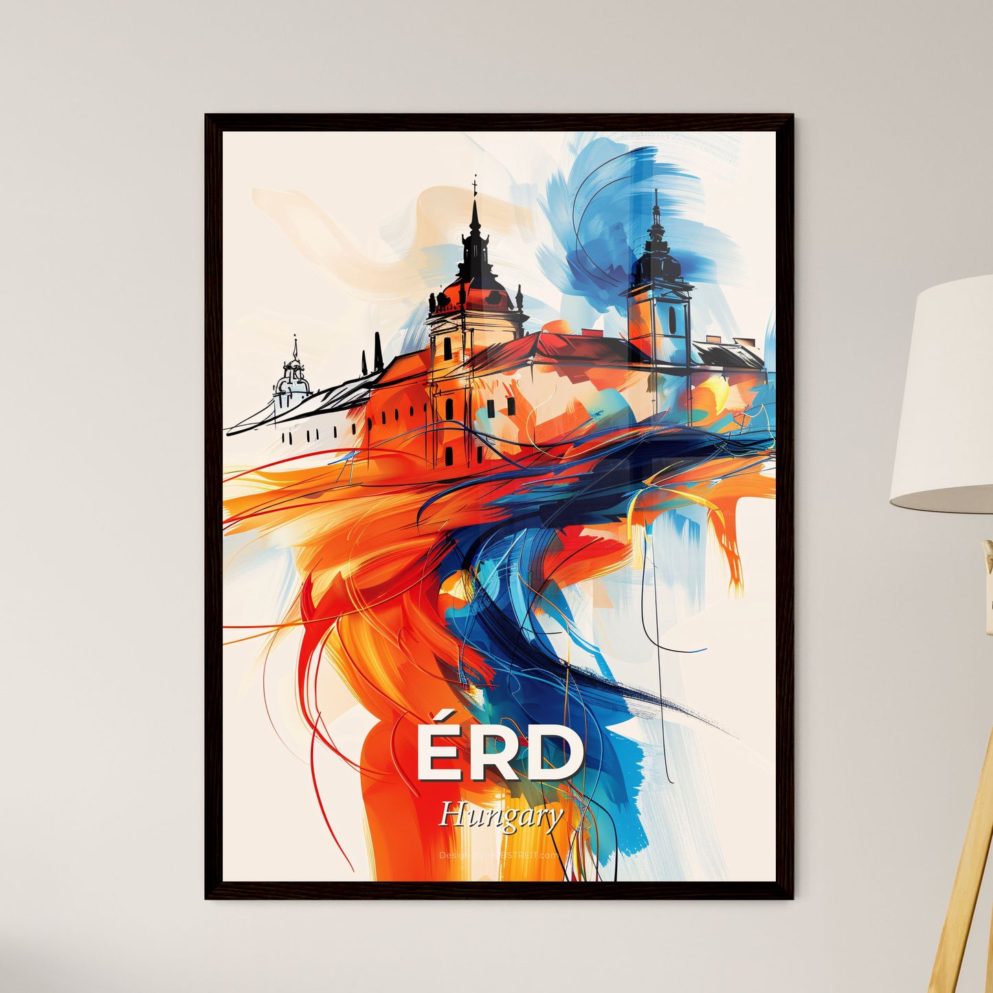 Vibrant Érd, Hungary - A Painting Of A Building