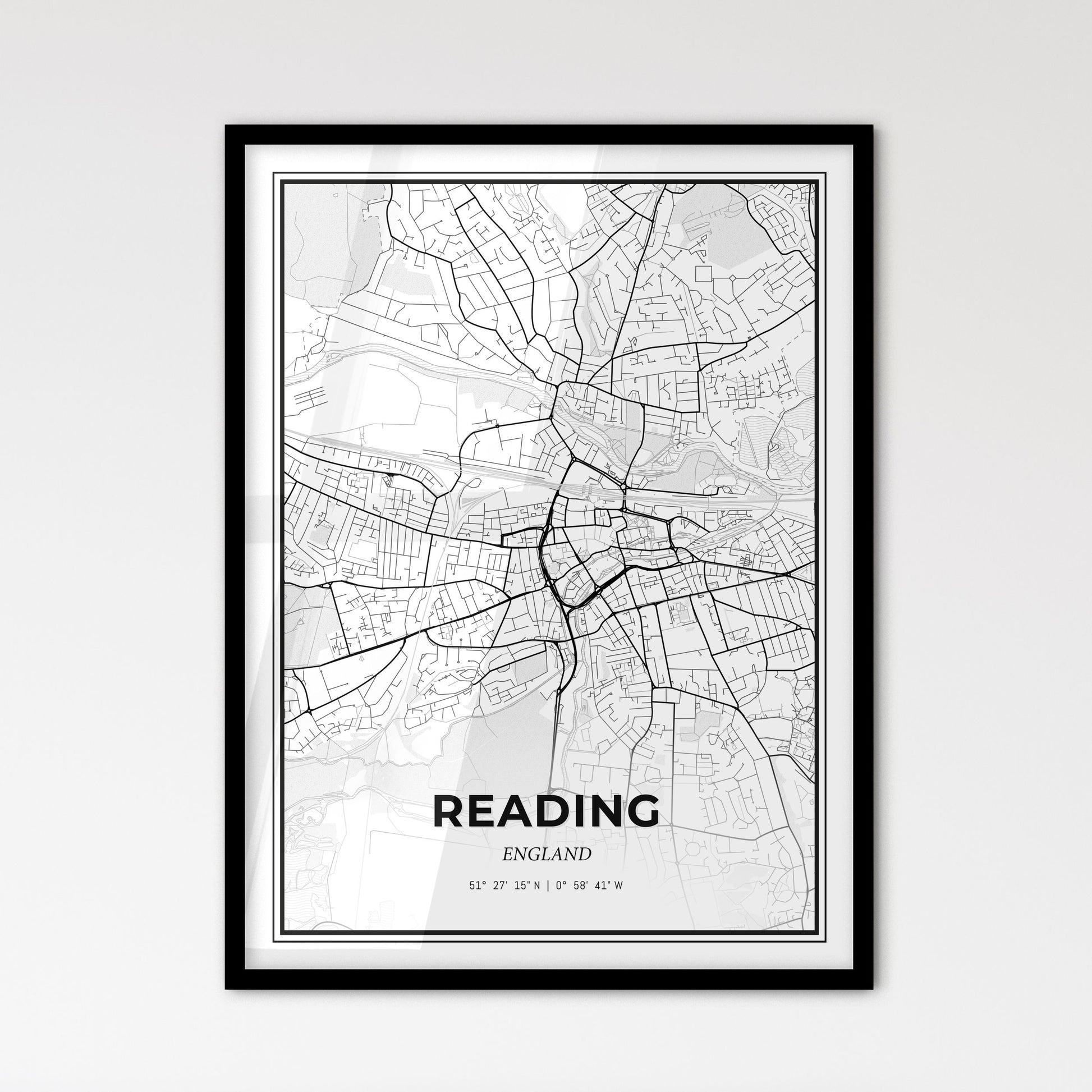 Reading England - Scandinavian Style City Map for Modern Home Decor