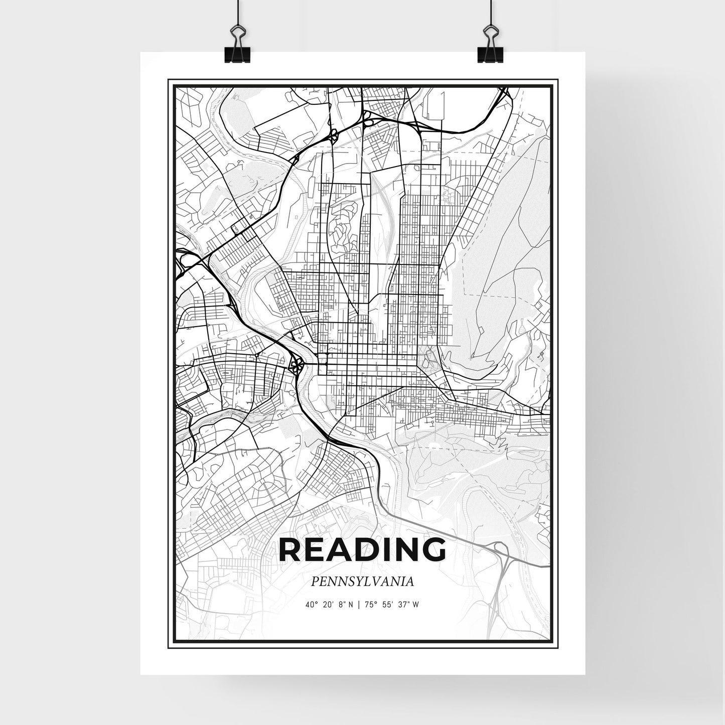 Reading Pennsylvania - Premium City Map Poster