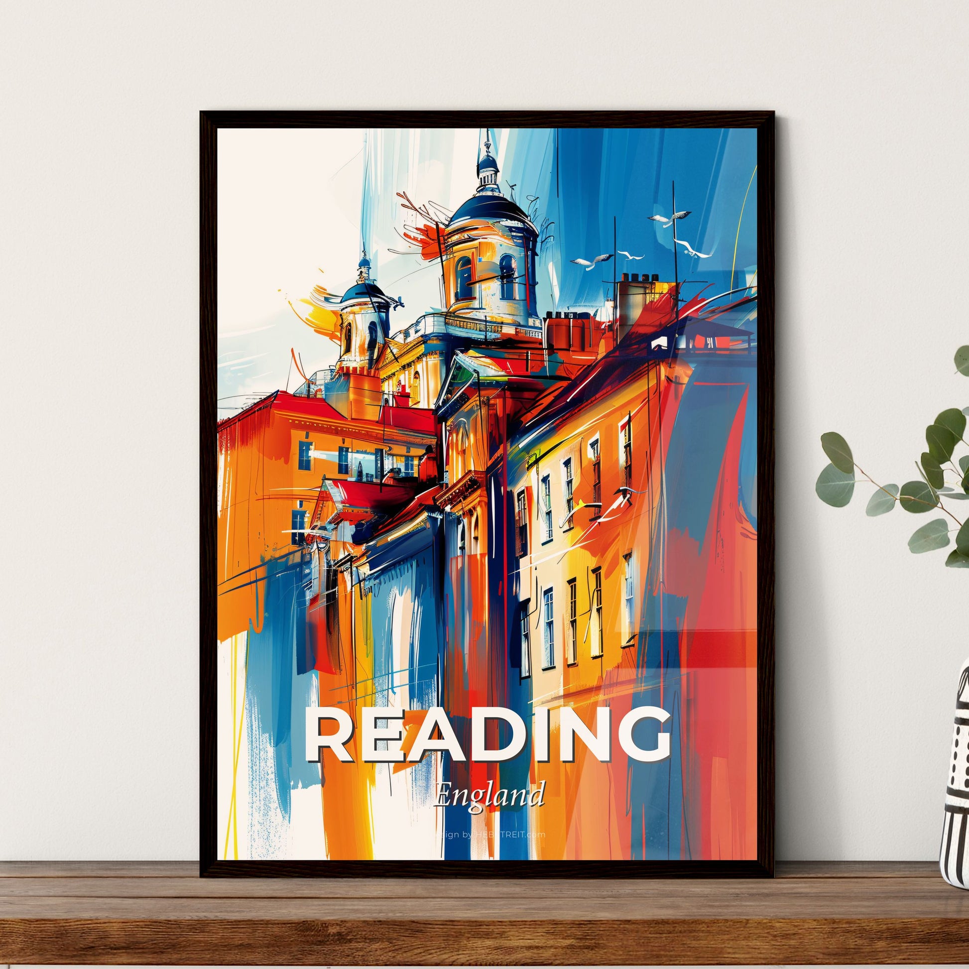 Vibrant Reading, England - A Painting Of A Building