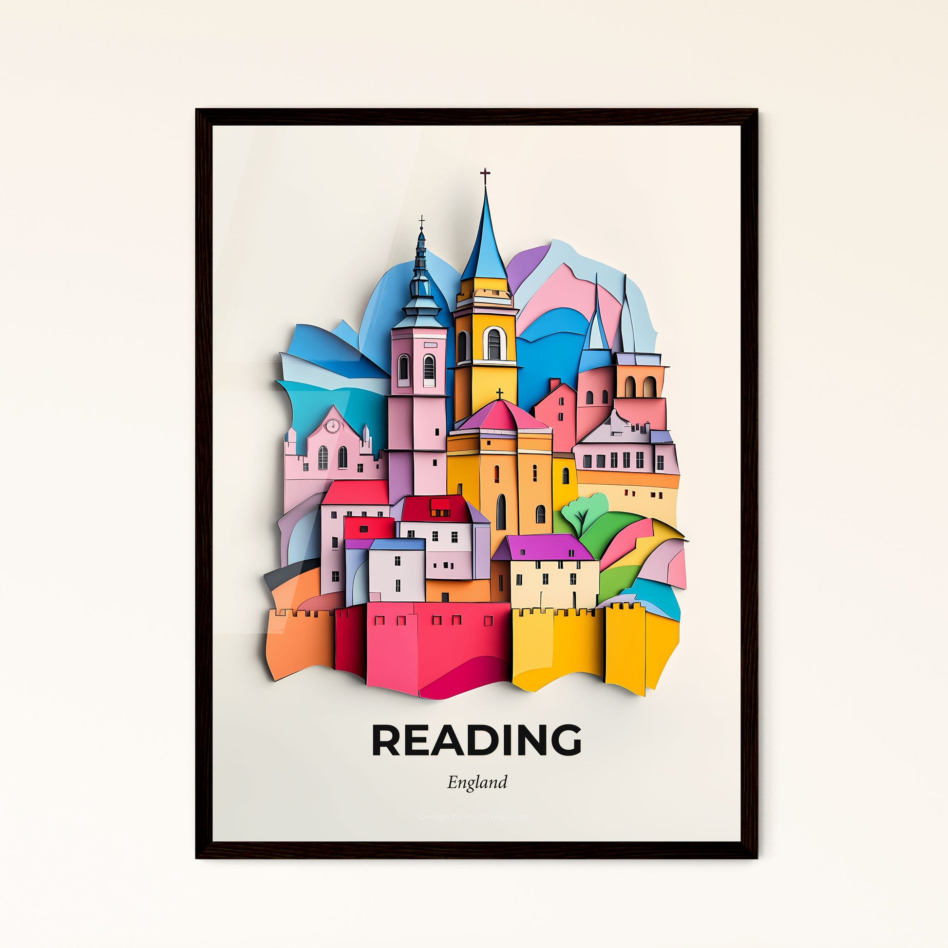 Vivid Reading, England - a colorful city with a mountain in the background