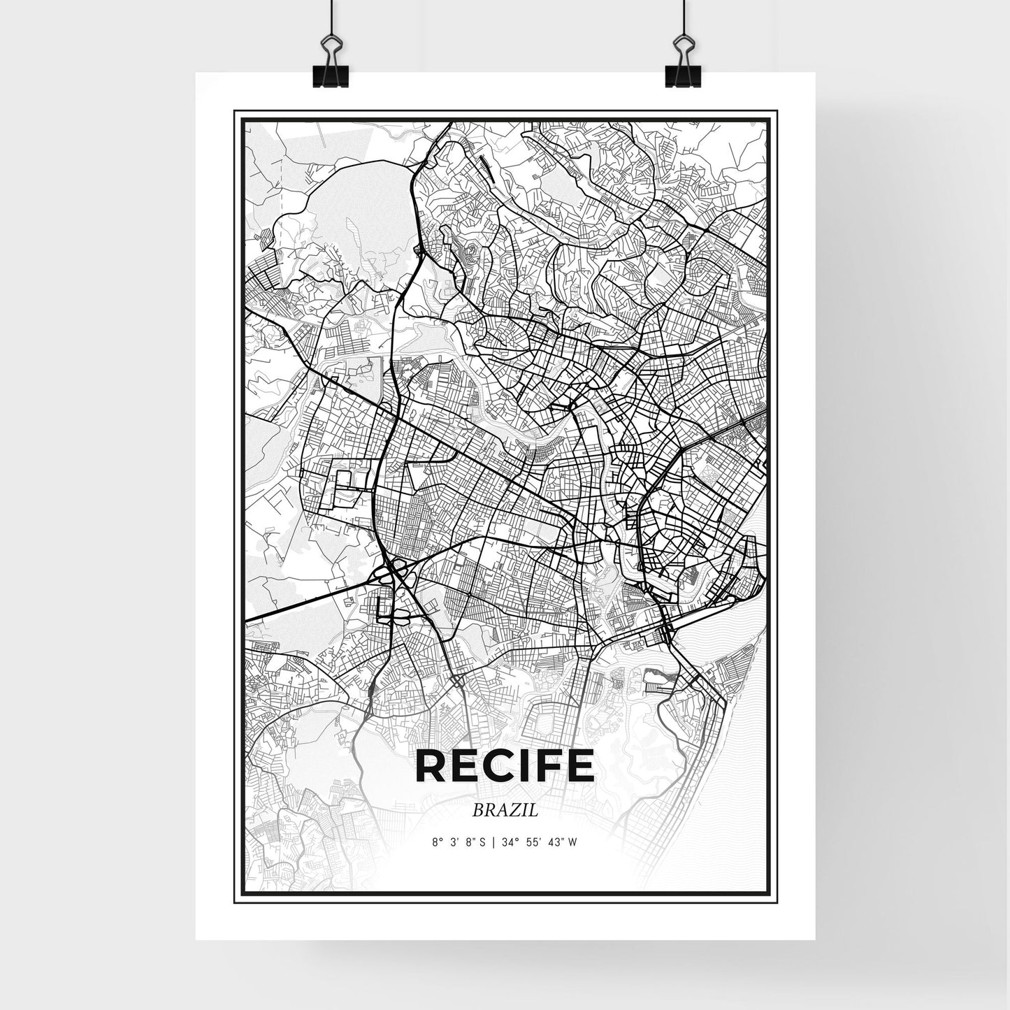 Recife Brazil - Premium City Map Poster