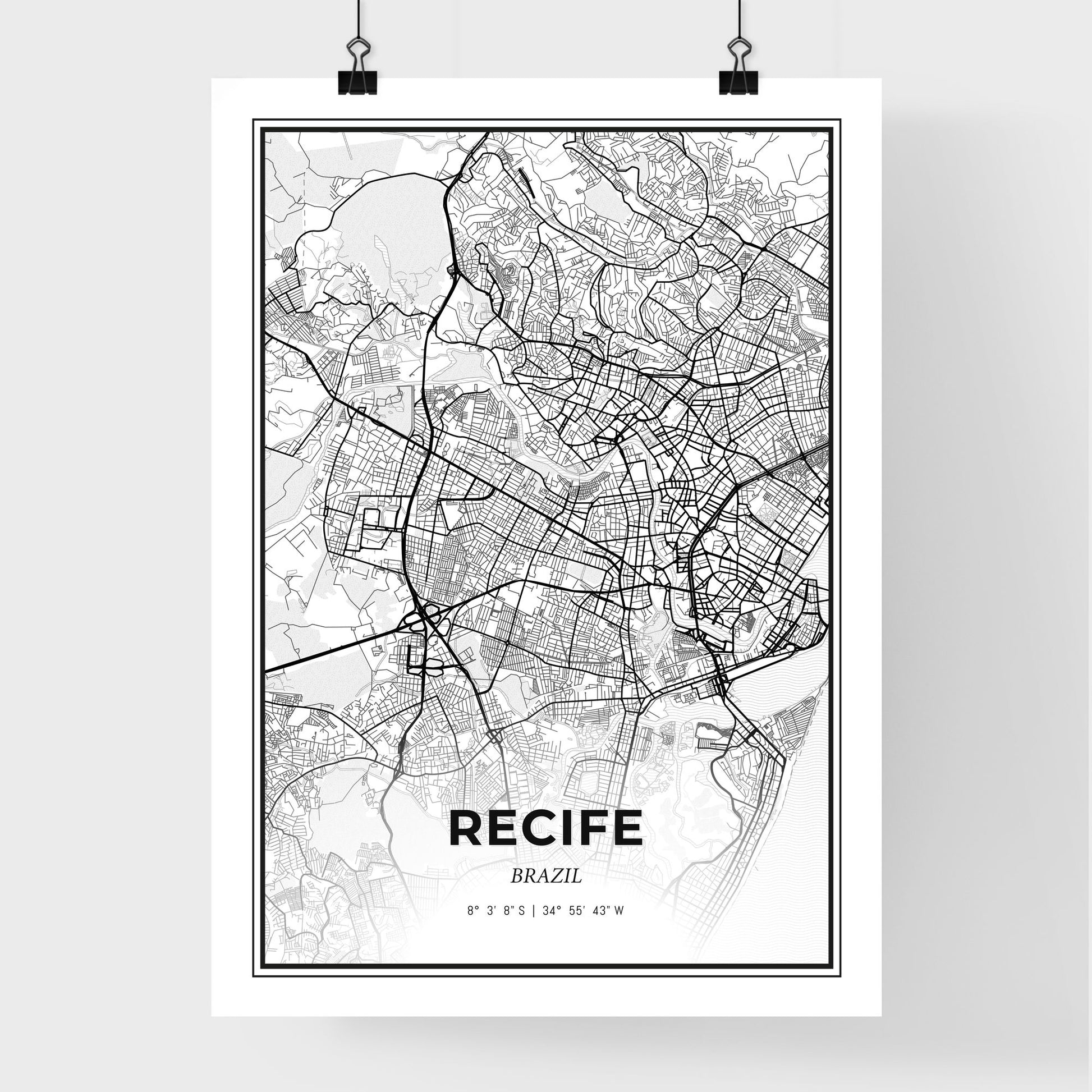 Recife Brazil - Premium City Map Poster