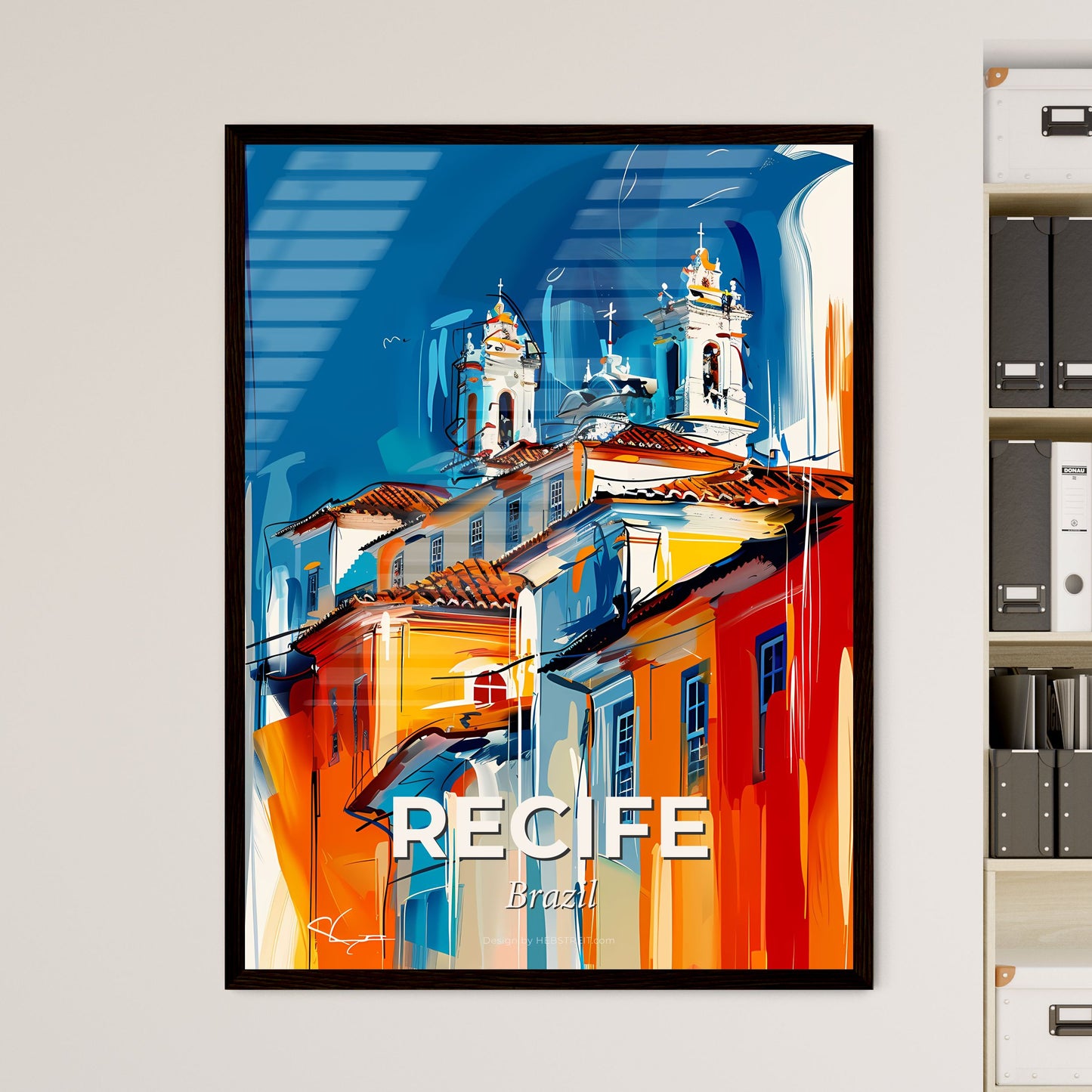 Vibrant Recife, Brazil - A Painting Of A Building