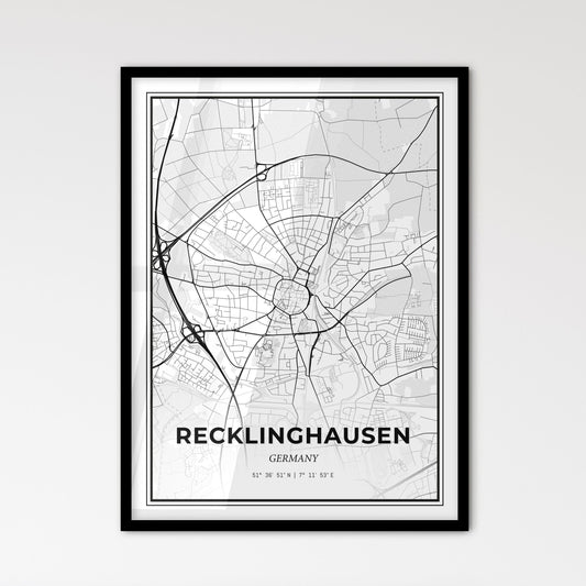 Recklinghausen Germany - Scandinavian Style City Map for Modern Home Decor