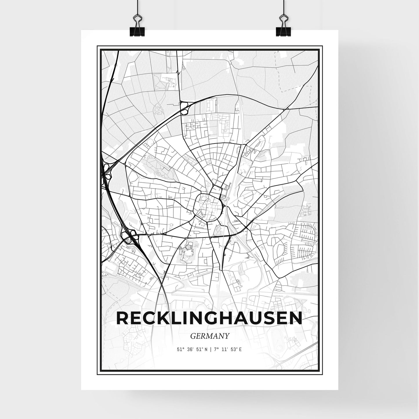 Recklinghausen Germany - Premium City Map Poster