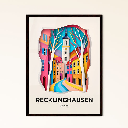 Vivid Recklinghausen, Germany - a paper cut of a city with a clock tower