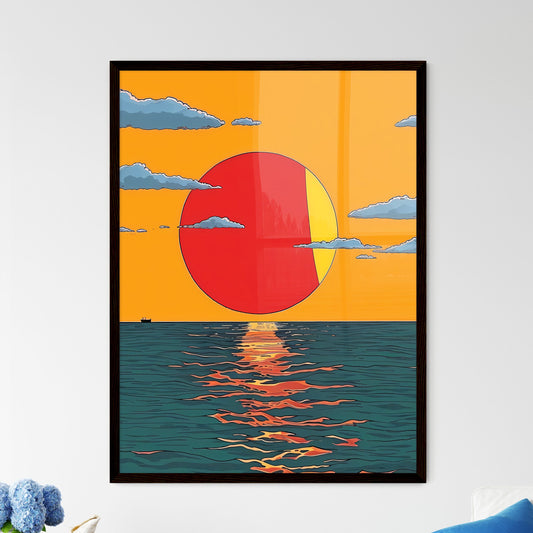 Golden Sunset over Ocean - Framed Art Print