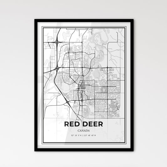 Red Deer Canada - Scandinavian Style City Map for Modern Home Decor