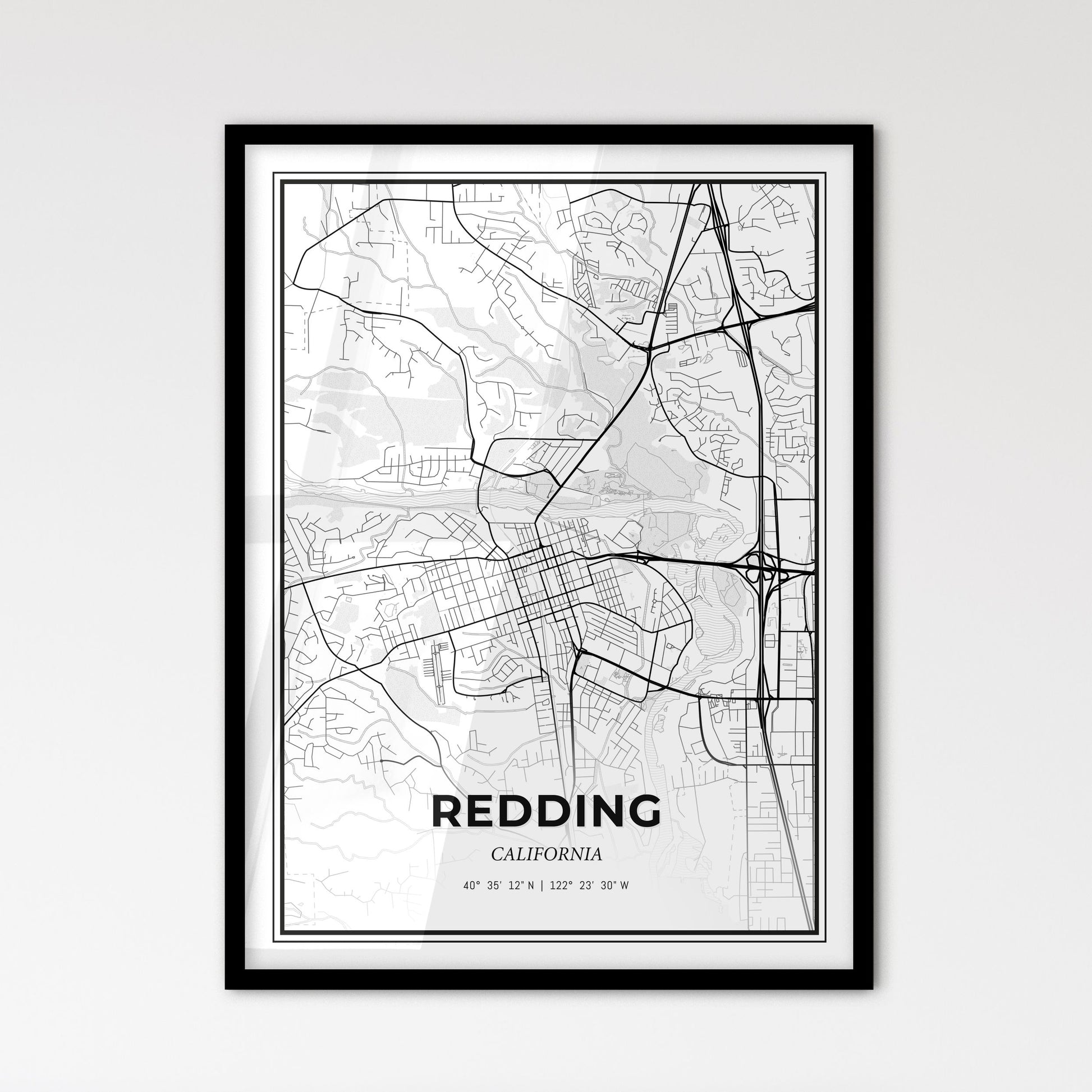 Redding California - Scandinavian Style City Map for Modern Home Decor