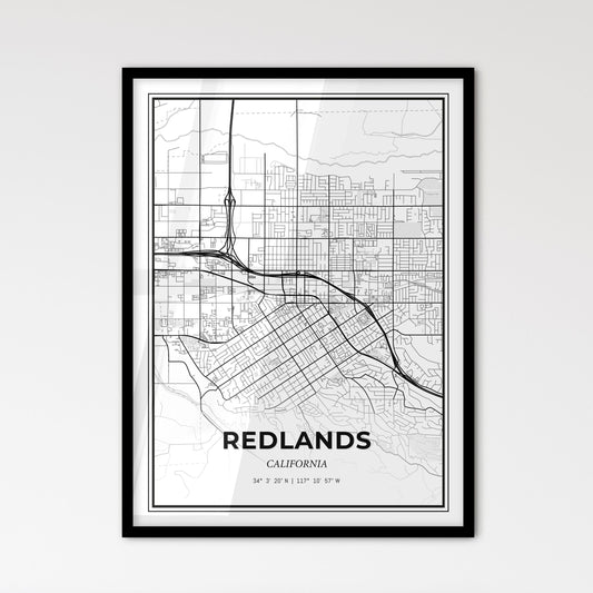 Redlands California - Scandinavian Style City Map for Modern Home Decor