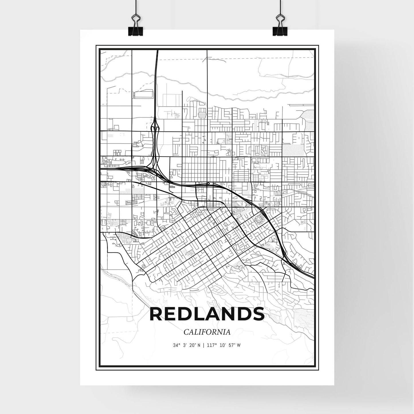 Redlands California - Premium City Map Poster