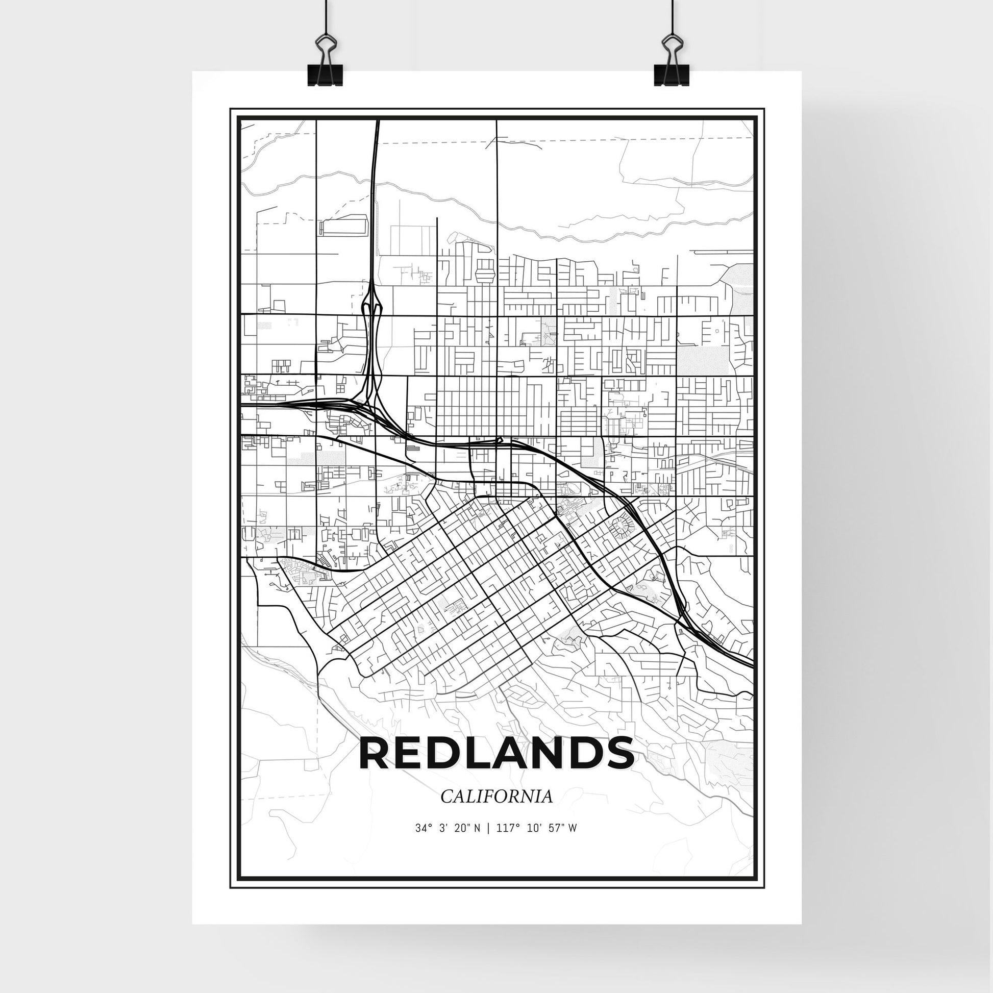 Redlands California - Premium City Map Poster