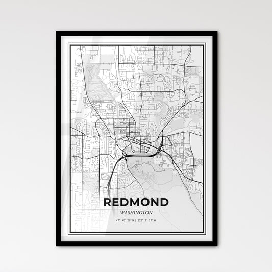 Redmond Washington - Scandinavian Style City Map for Modern Home Decor