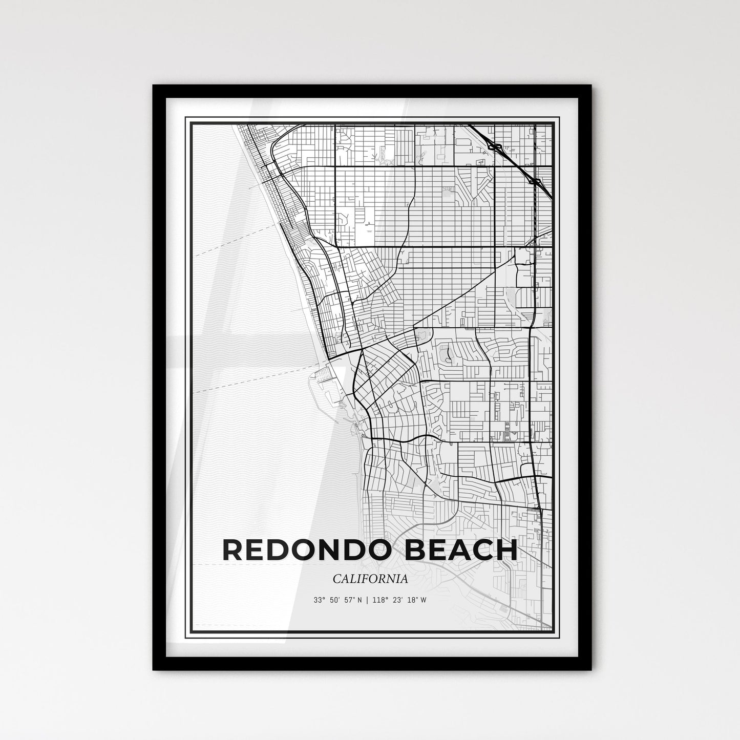 Redondo Beach California - Scandinavian Style City Map for Modern Home Decor