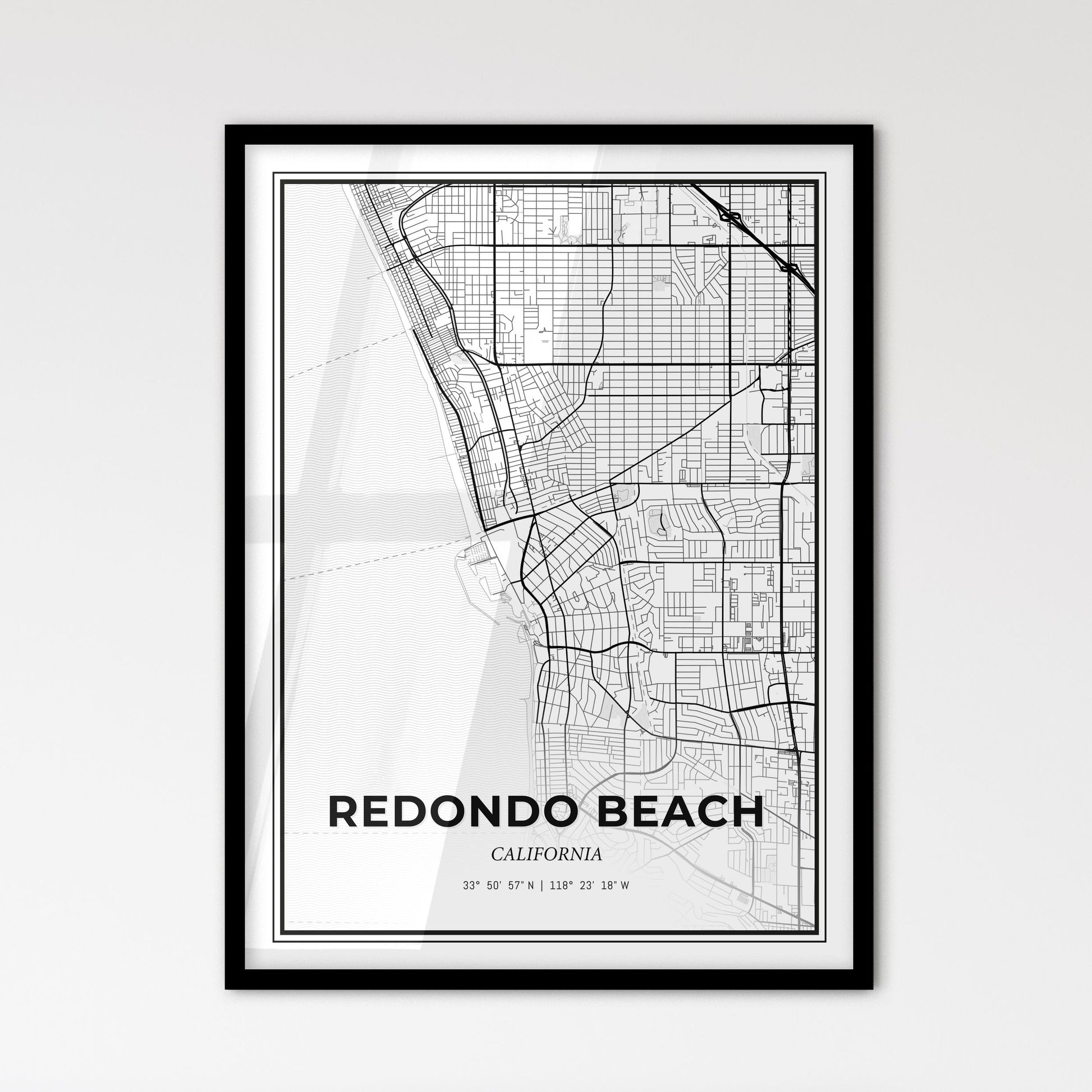 Redondo Beach California - Scandinavian Style City Map for Modern Home Decor