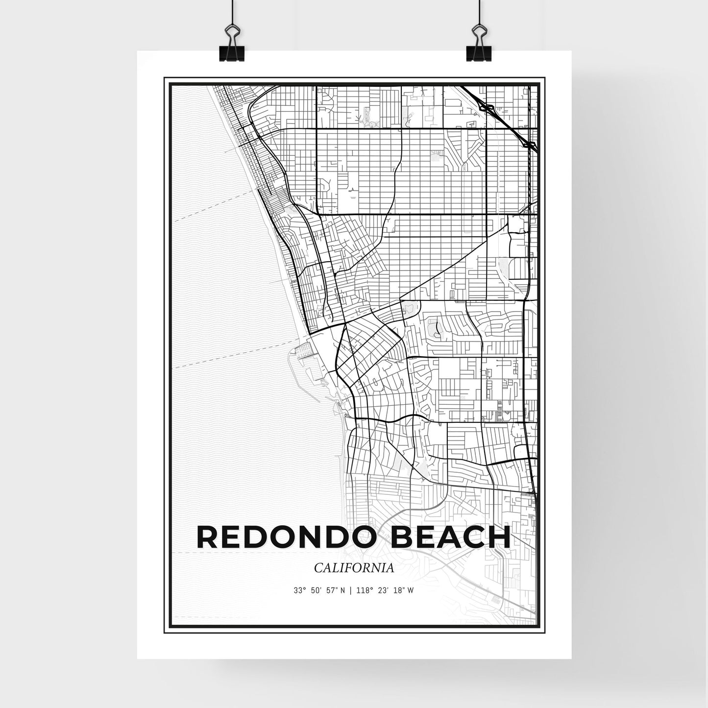 Redondo Beach California - Premium City Map Poster