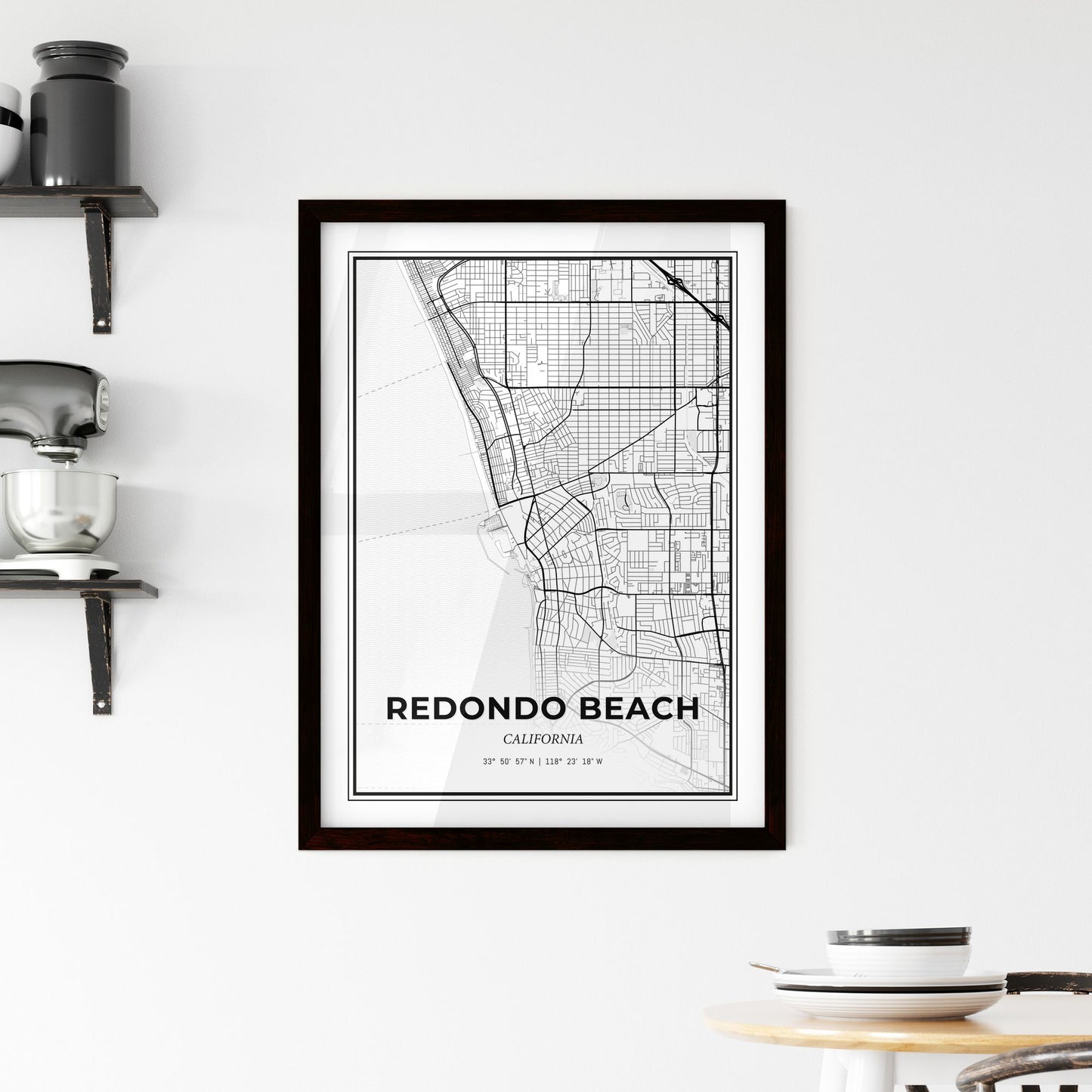 Redondo Beach California - Minimal City Map