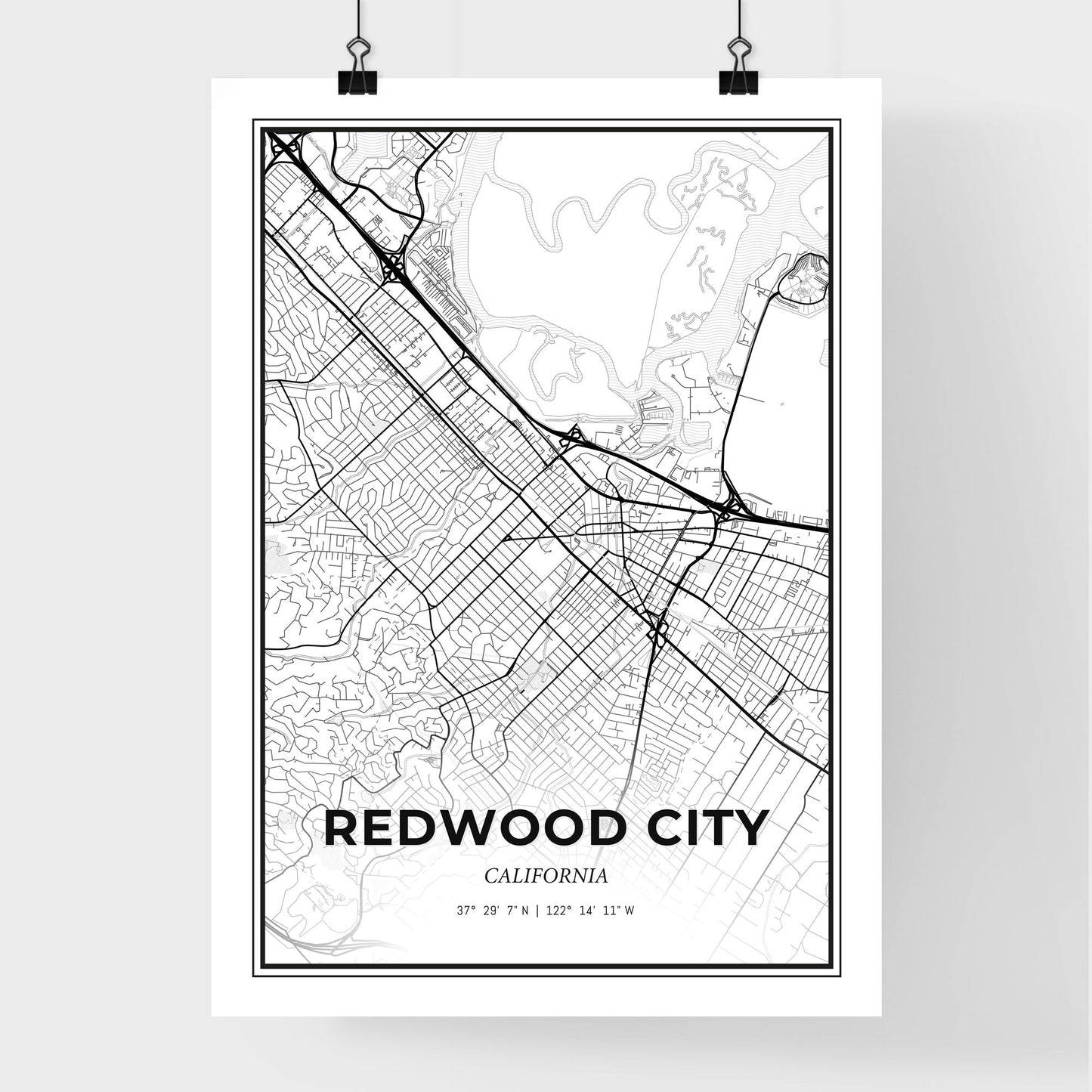 Redwood City California - Premium City Map Poster