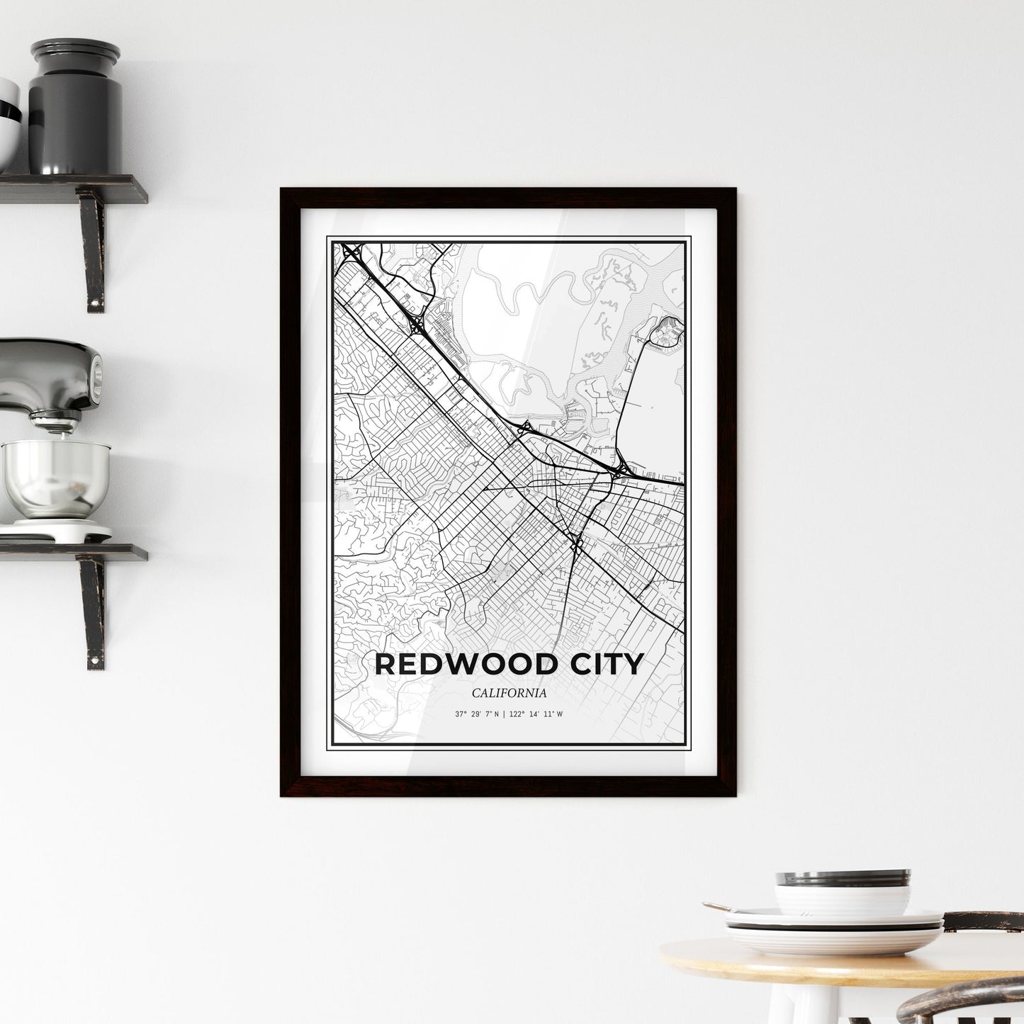 Redwood City California - Minimal City Map