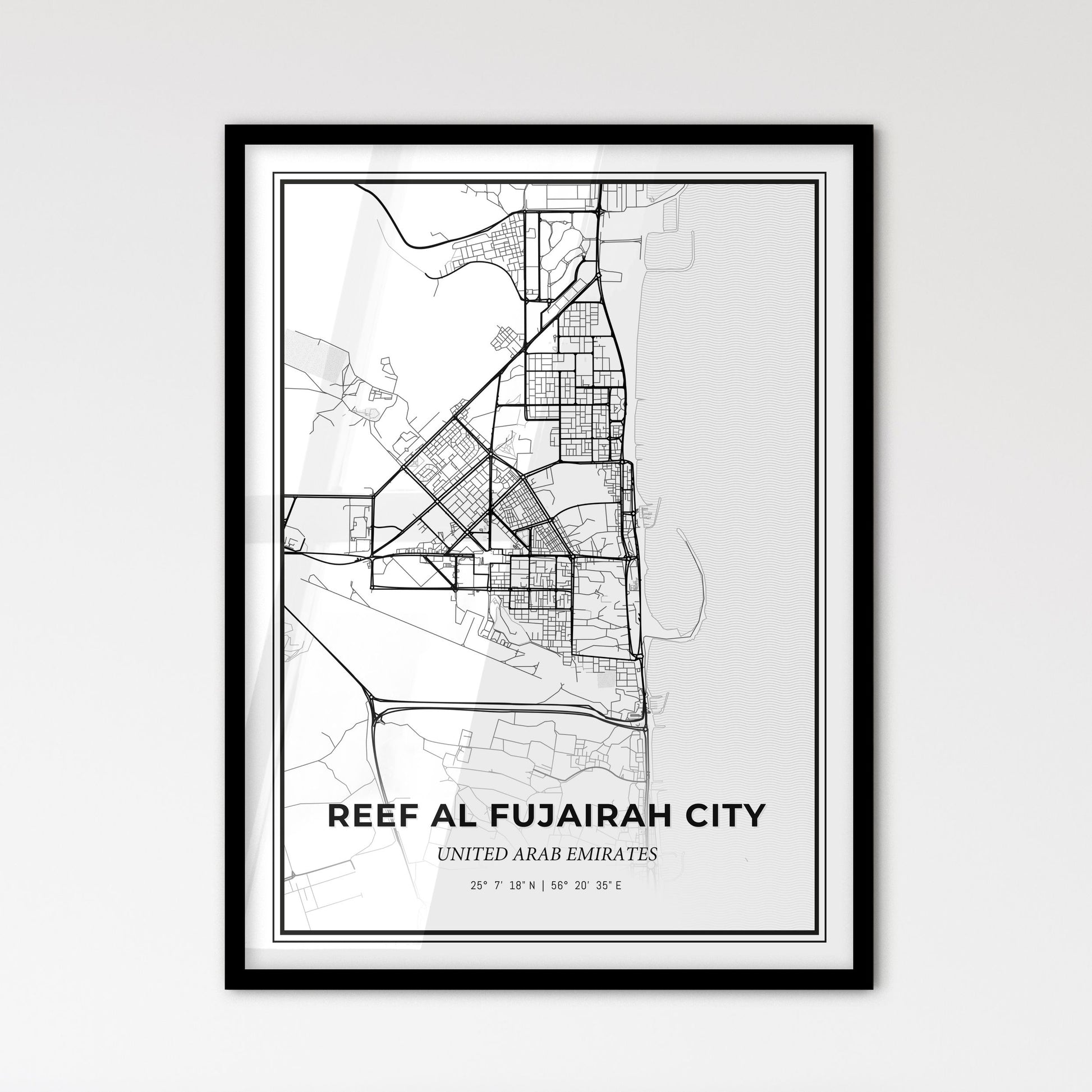 Reef Al Fujairah City United Arab Emirates - Scandinavian Style City Map for Modern Home Decor