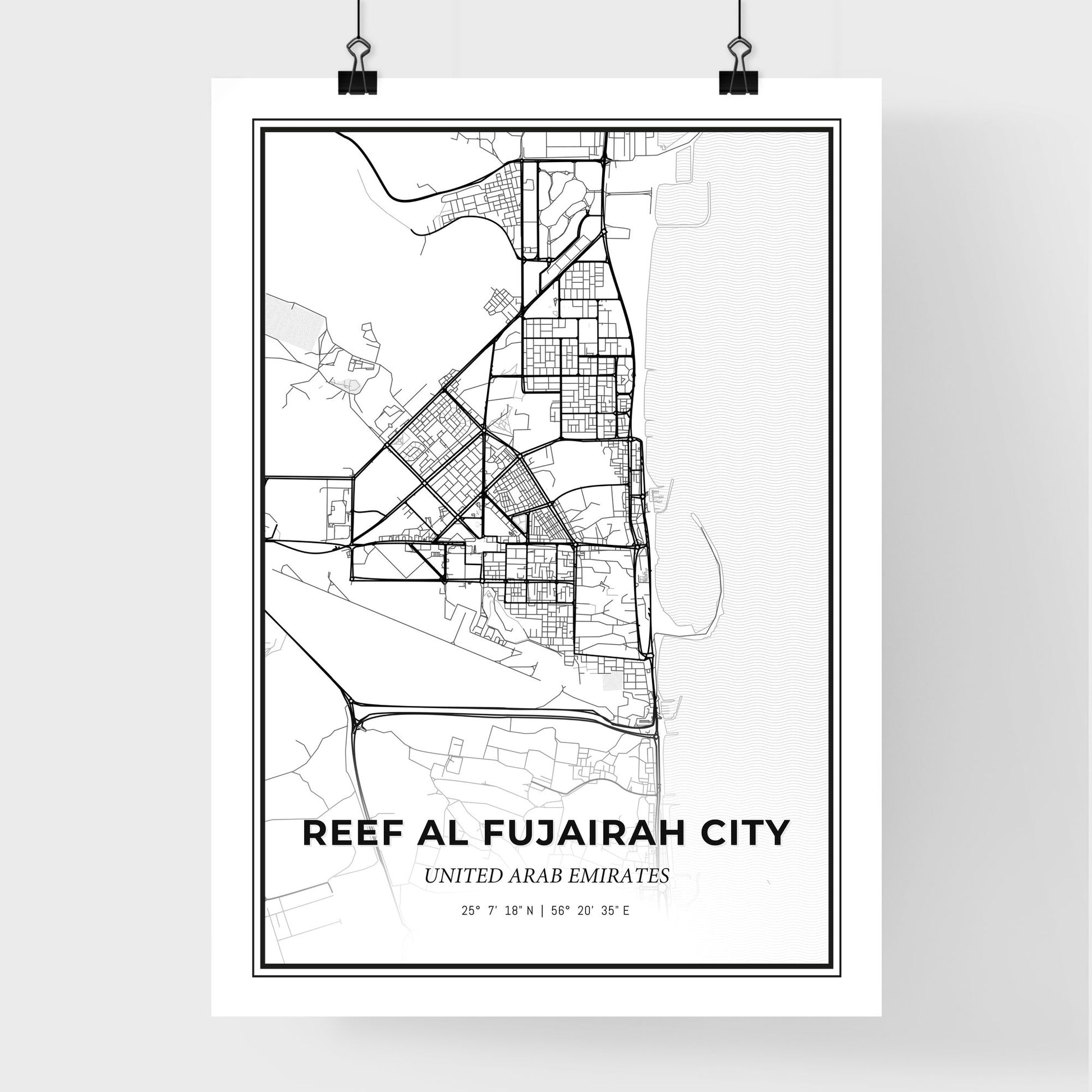 Reef Al Fujairah City United Arab Emirates - Premium City Map Poster