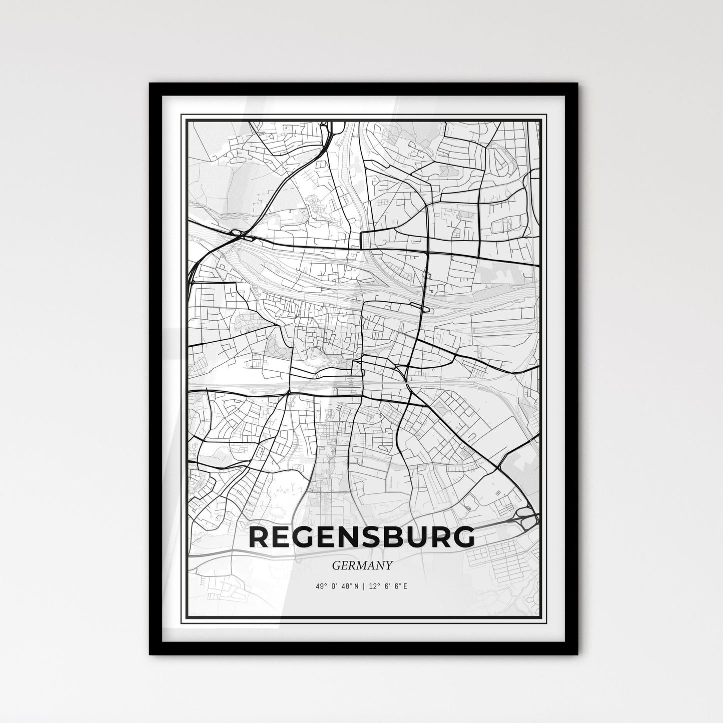 Regensburg Germany - Scandinavian Style City Map for Modern Home Decor