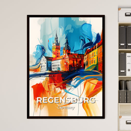 Vibrant Regensburg, Germany - A Colorful Painting Of Buildings