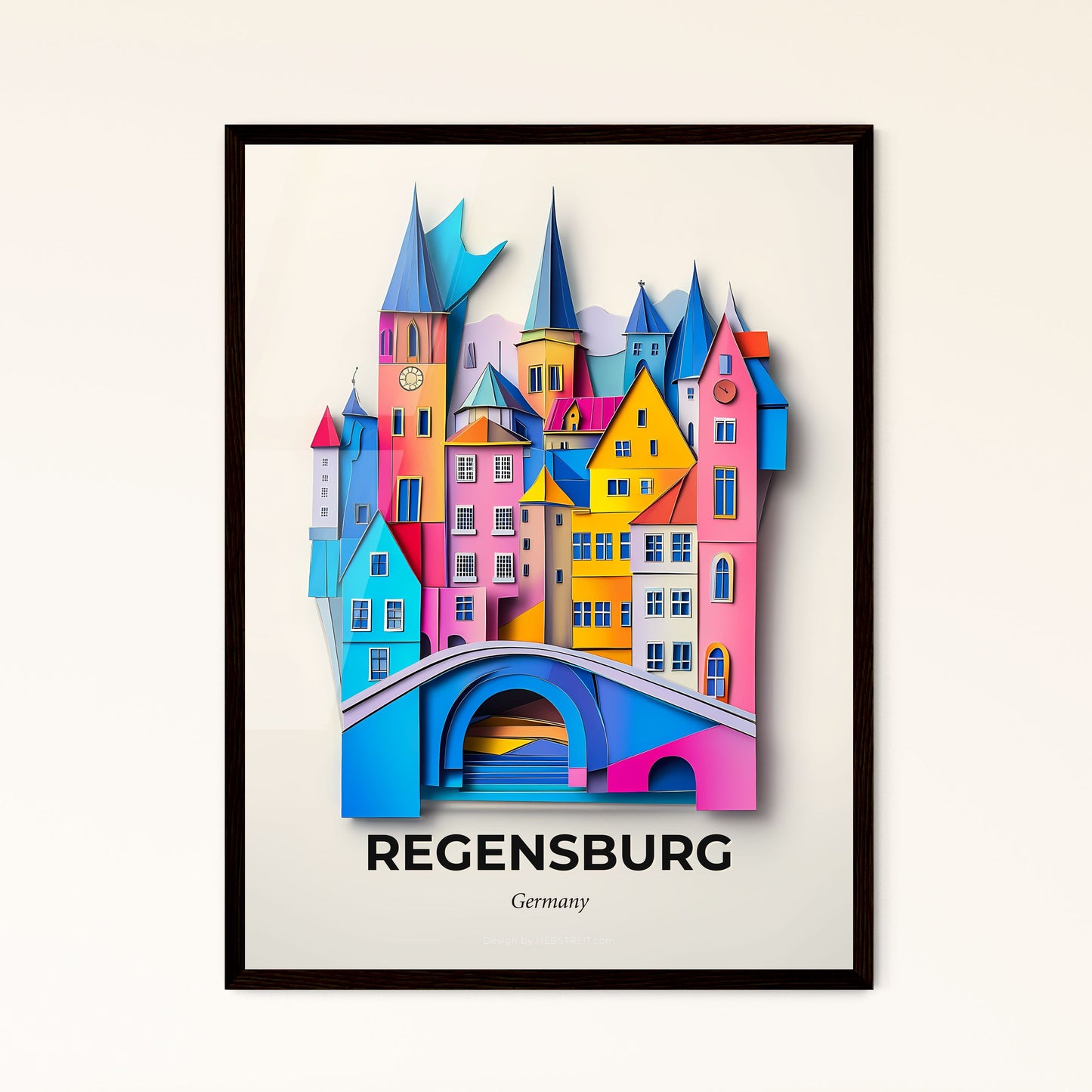 Vivid Regensburg, Germany - a paper cut of a city with a bridge