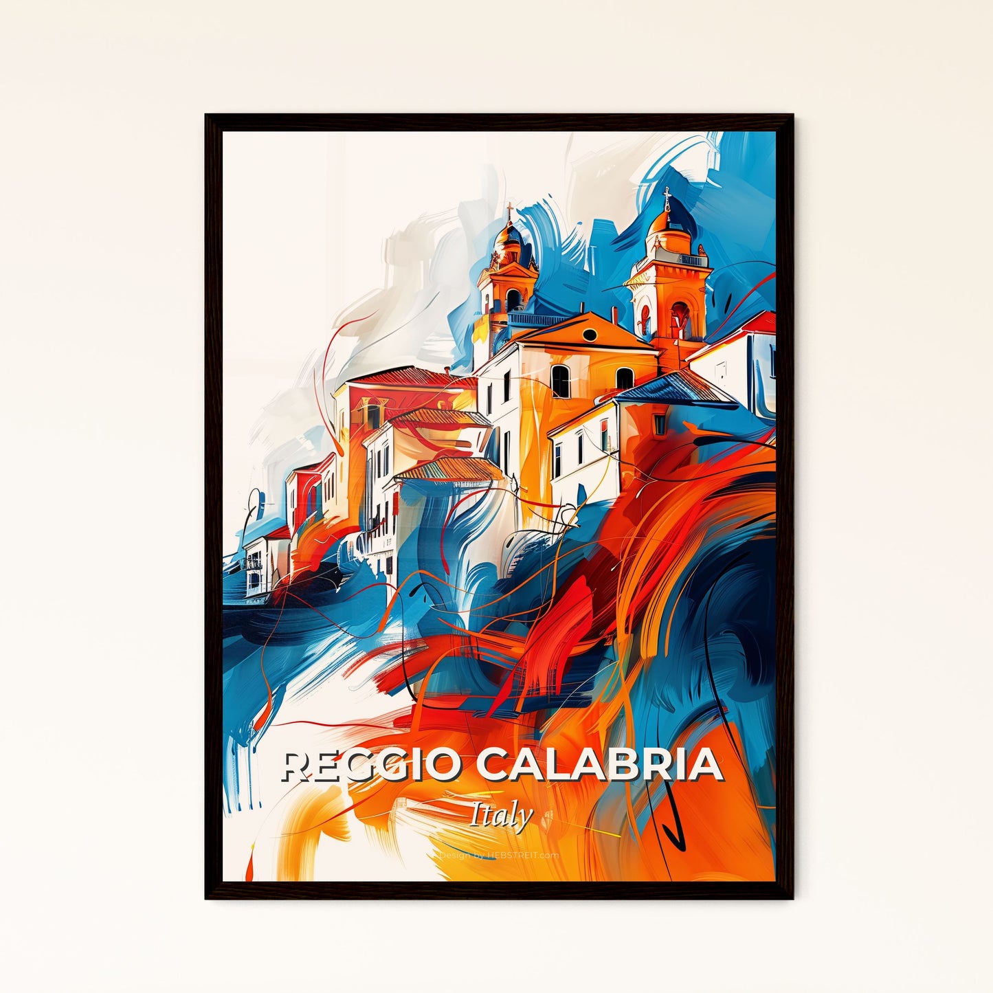 Vibrant Reggio Calabria, Italy - A Painting Of A Town