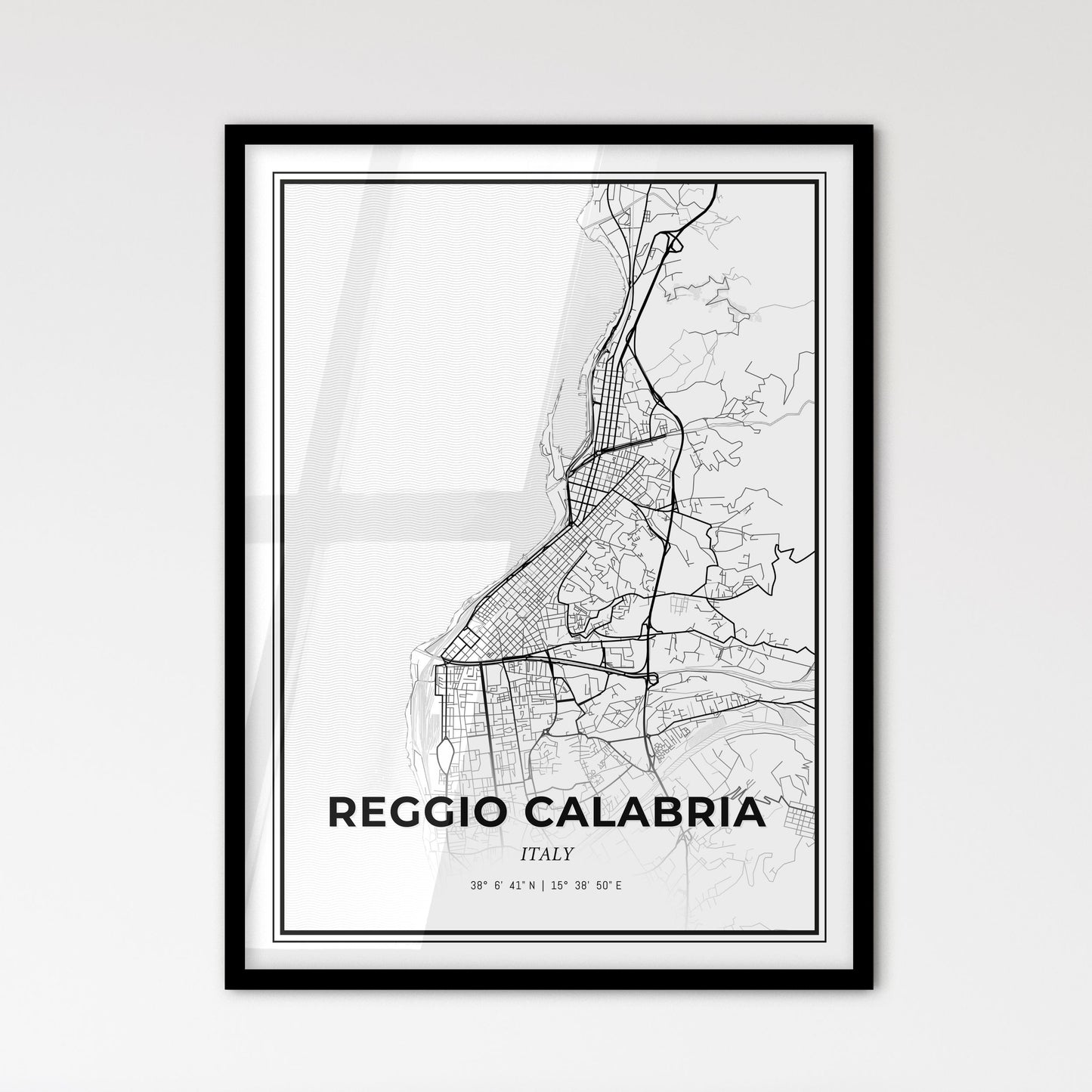 Reggio Calabria Italy - Scandinavian Style City Map for Modern Home Decor