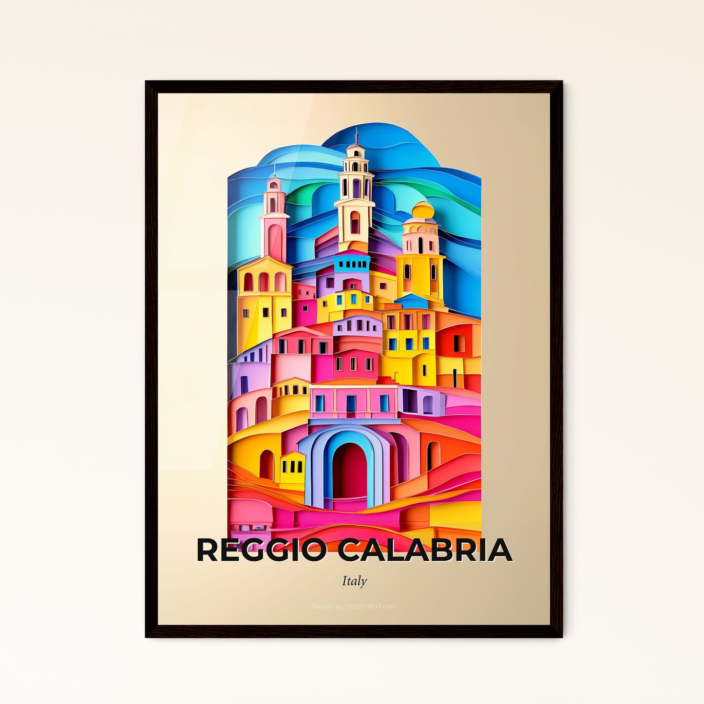 Vivid Reggio Calabria, Italy - a colorful city with a clock tower on top of it