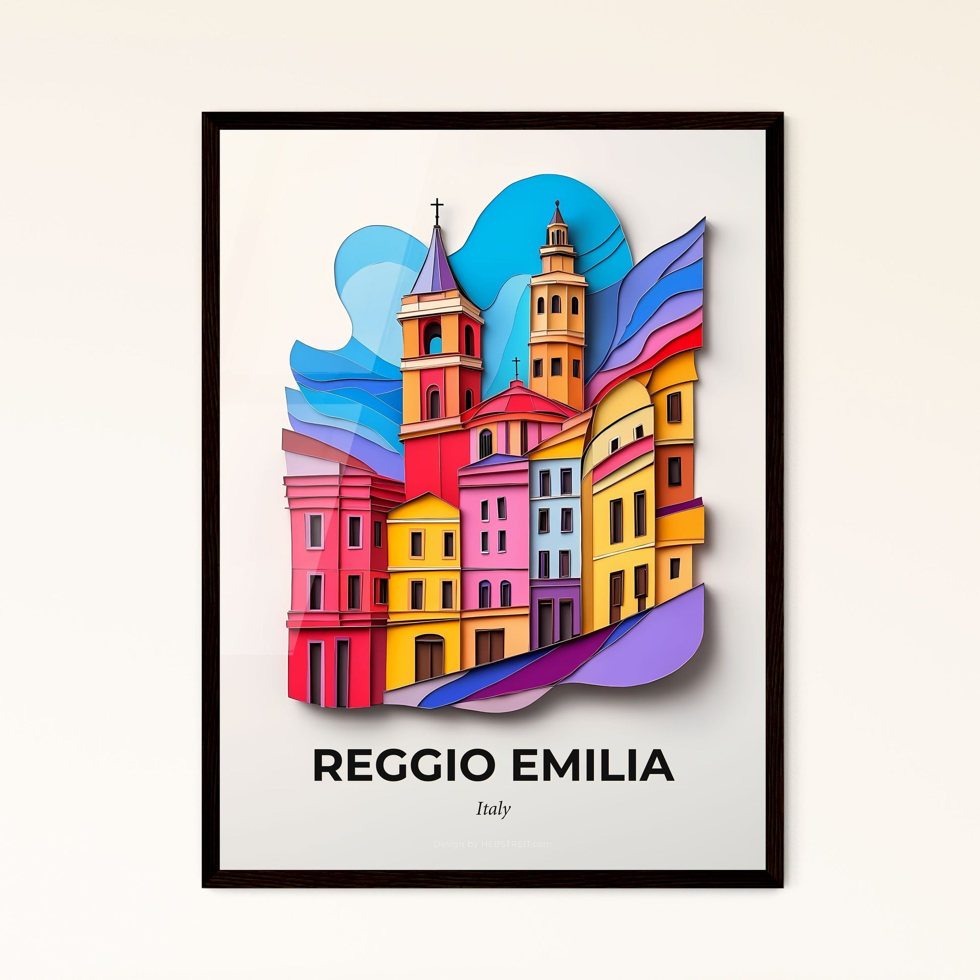 Vivid Reggio Emilia, Italy - a colorful city with a clock tower on top of it