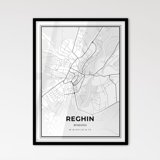 Reghin Romania - Scandinavian Style City Map for Modern Home Decor