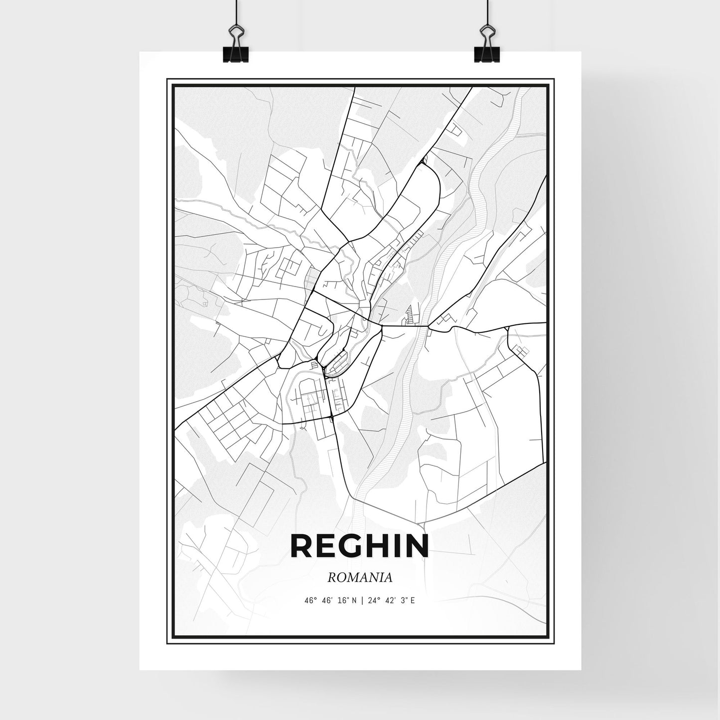 Reghin Romania - Premium City Map Poster